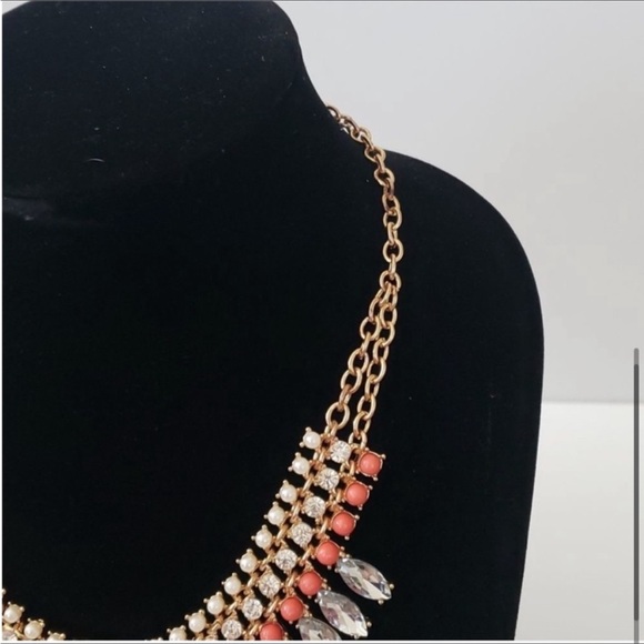 Rhinestone & Pearl Bib Statement Necklace - Picture 6 of 8